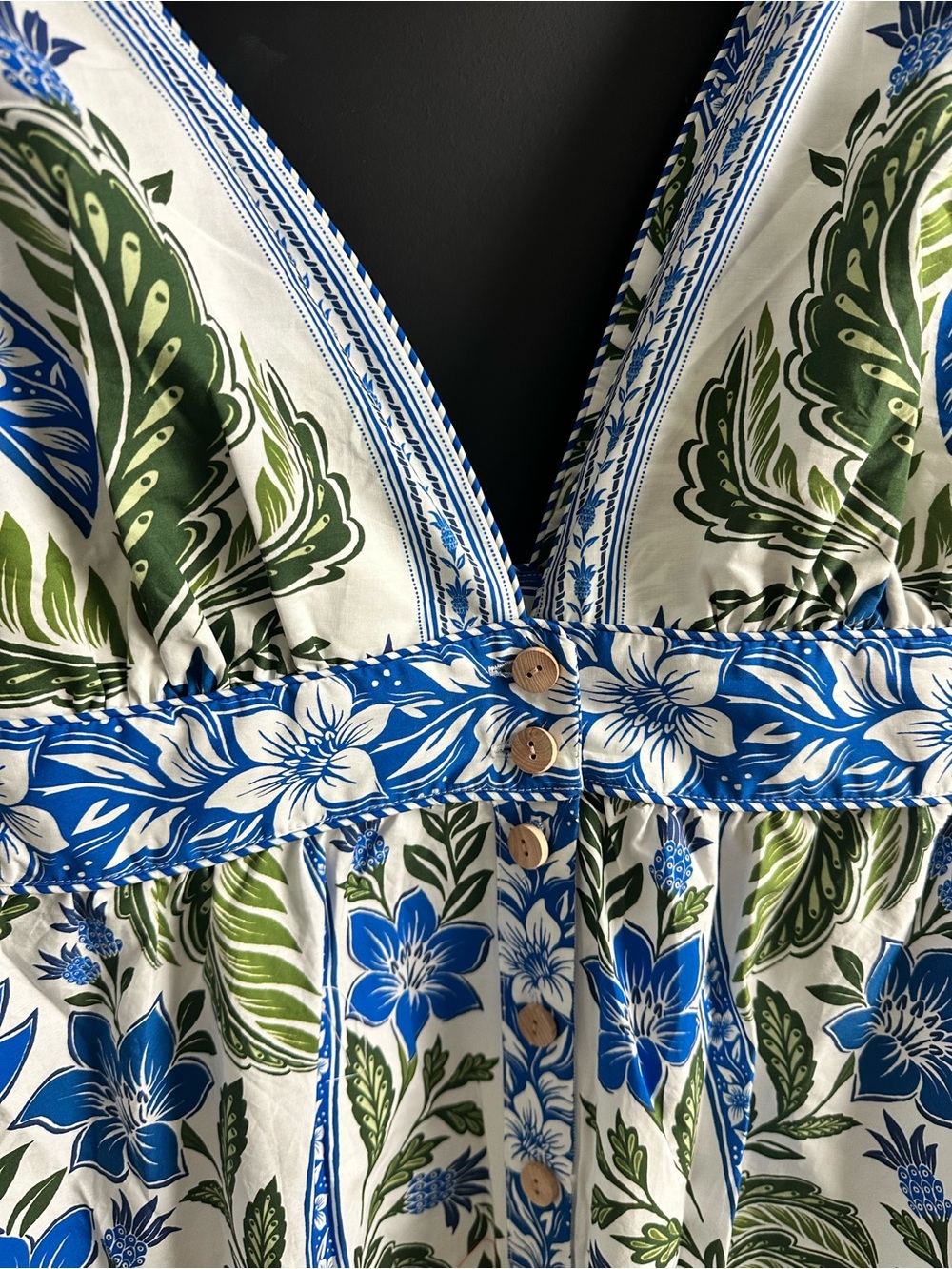 FARM Rio Blue & Green Floral Tie-Shoulder Midi Dress - Picture 4 of 8